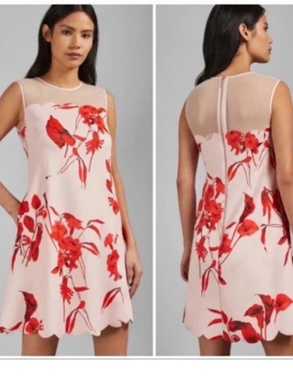 Ted Baker Pink Dress with Red Floral Print